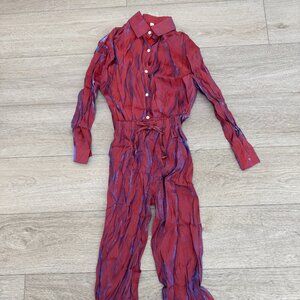 Fluorescent Deep Rose Satin Crinkle Set – Chic, Comfy & Flowy!